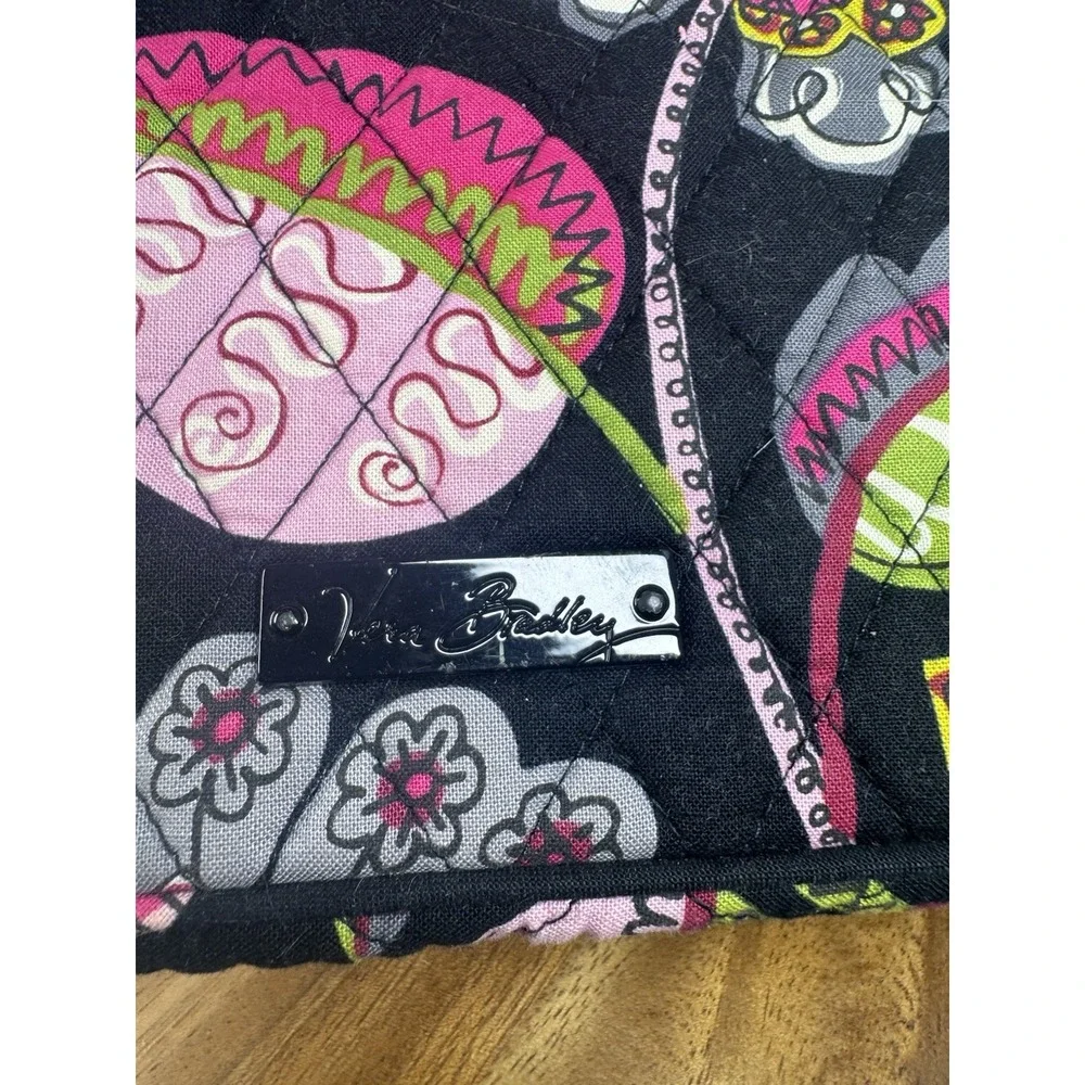Vera Bradley Wallet/Makeup Case‎ Mod Floral Brown Pink Quilted Zip Storage - Picture 3 of 6